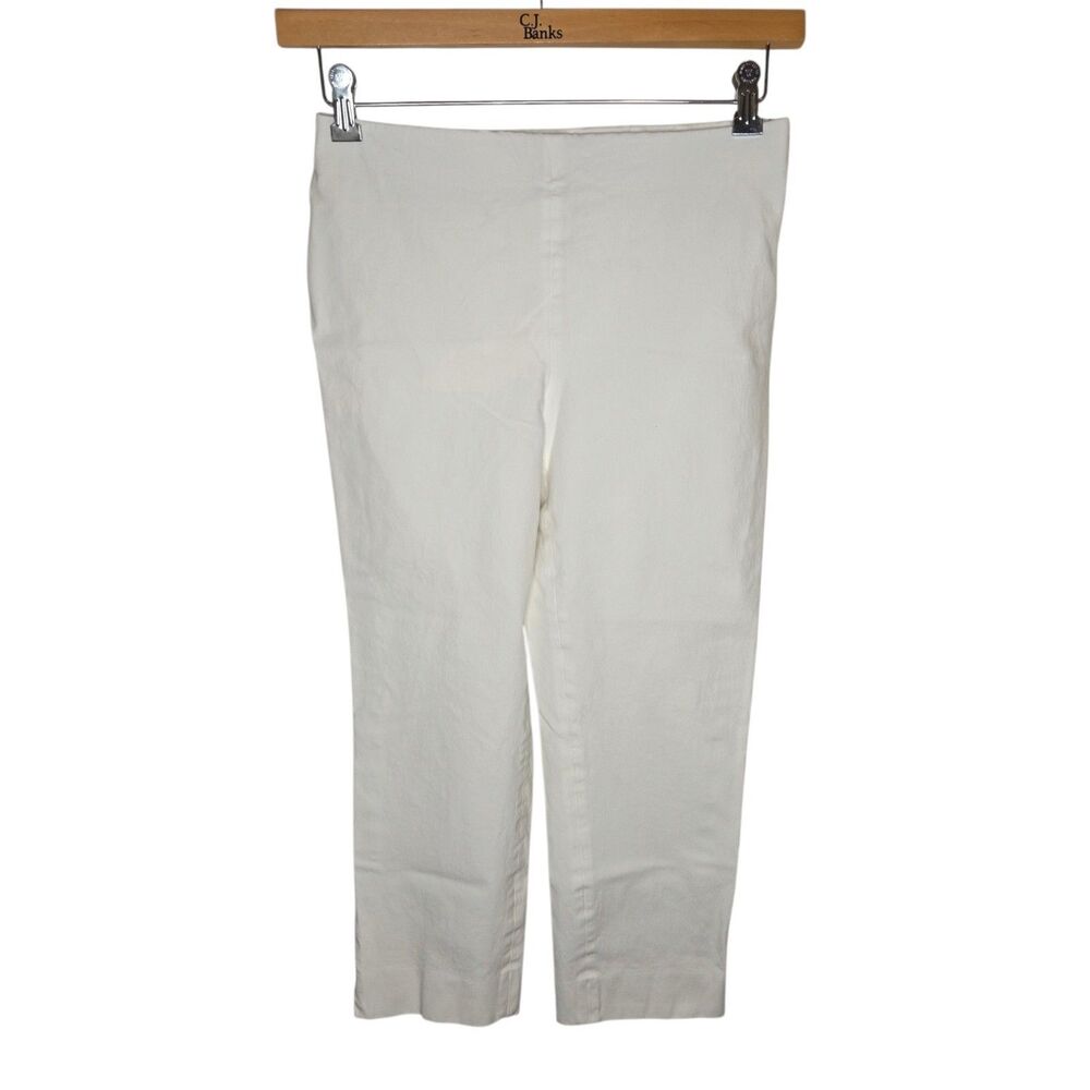 Talbots Chatham Crop Pant White Stretch Twill Elastic Waist Side Zip Women 4